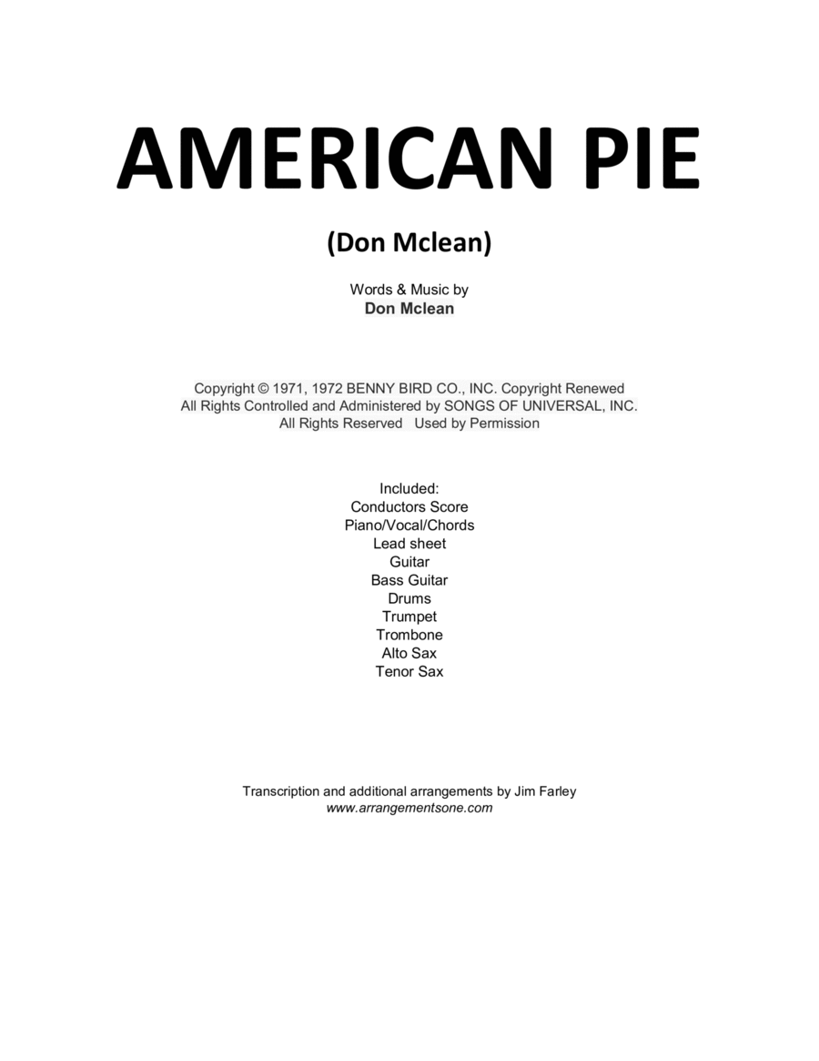 American Pie Tenor Saxophone scores gallery preview page 1