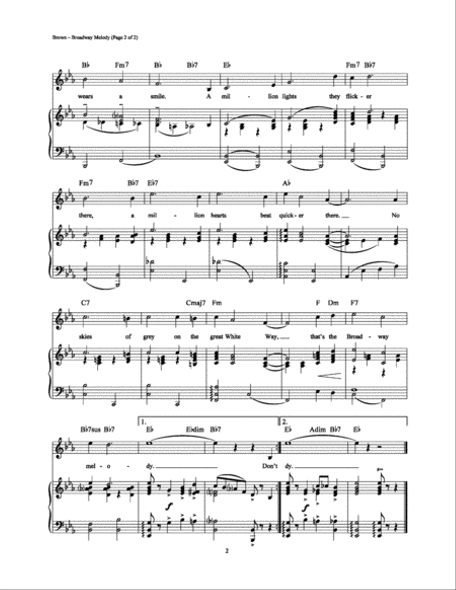 Broadway Melody Piano, Vocal, Guitar scores gallery preview page 2