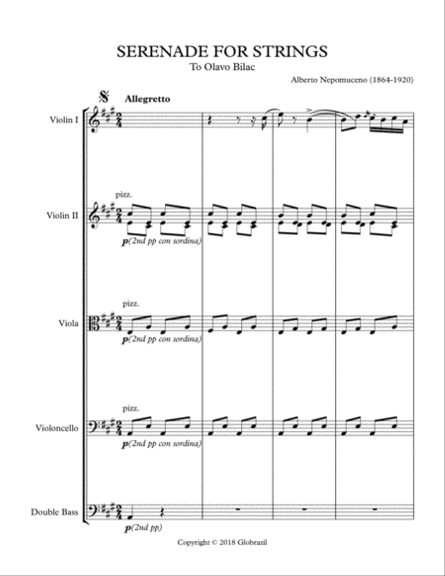SERENADE FOR STRINGS SERENADE FOR STRINGS String Quartet scores gallery preview page 1