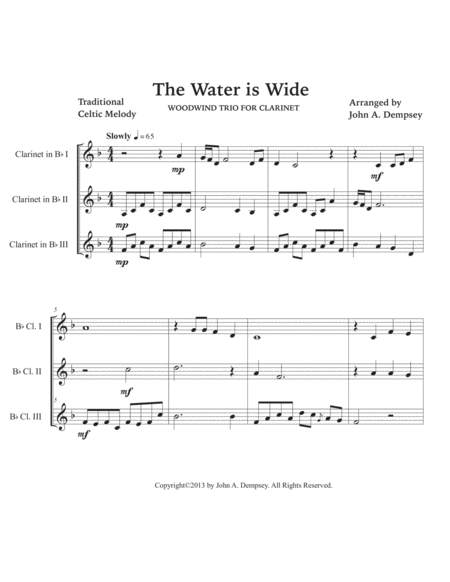 The Water is Wide (Clarinet Trio) image number null