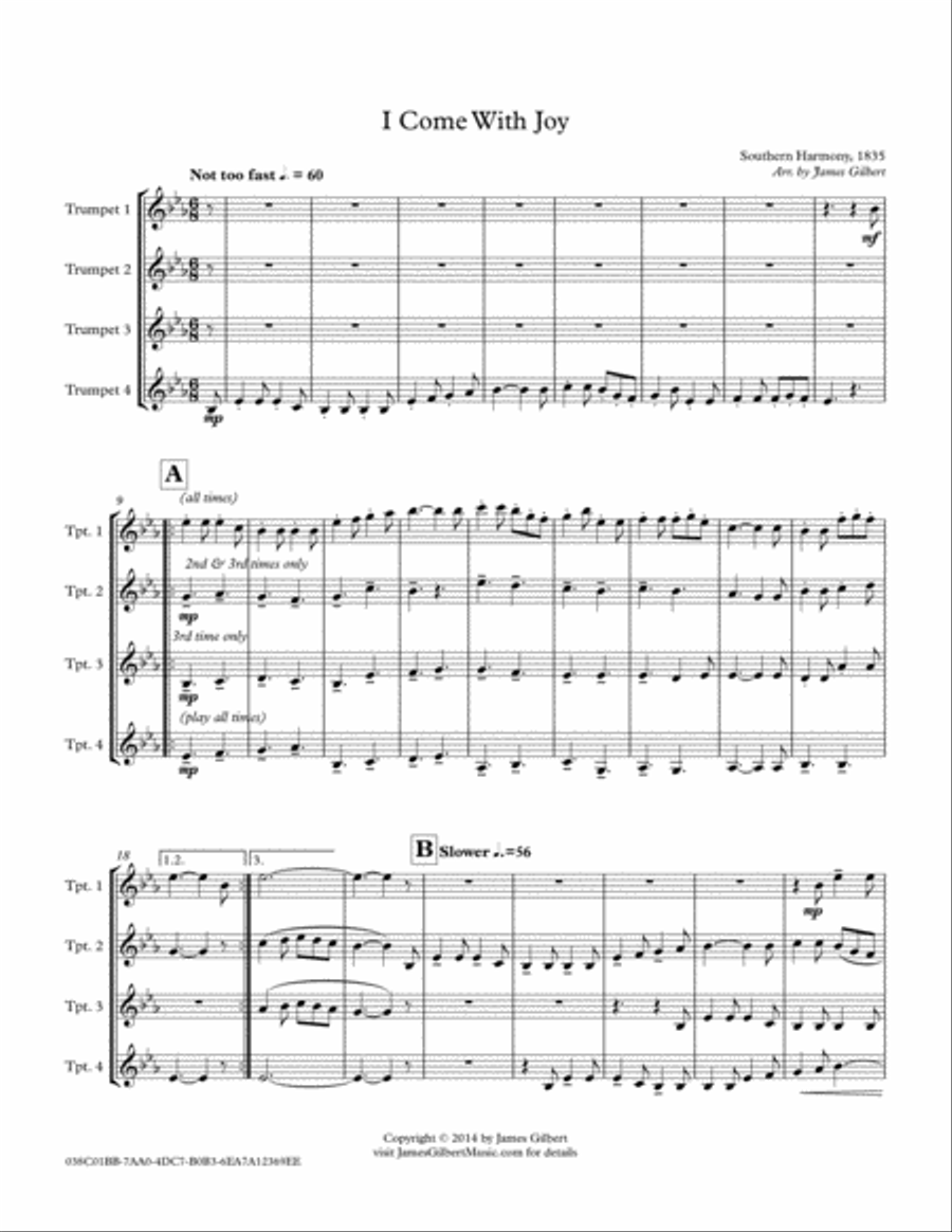I Come With Joy Brass Ensemble scores gallery preview page 1