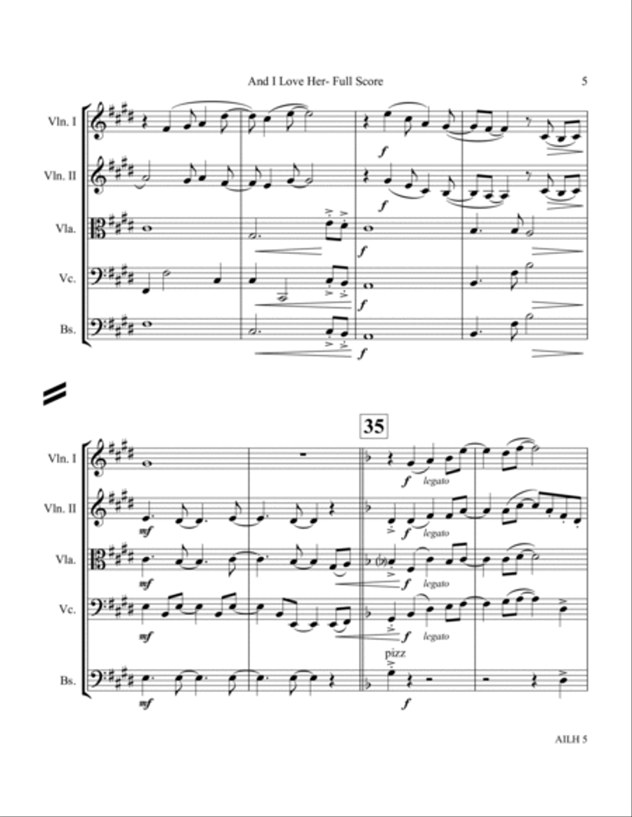 And I Love Her String Quartet scores gallery preview page 5