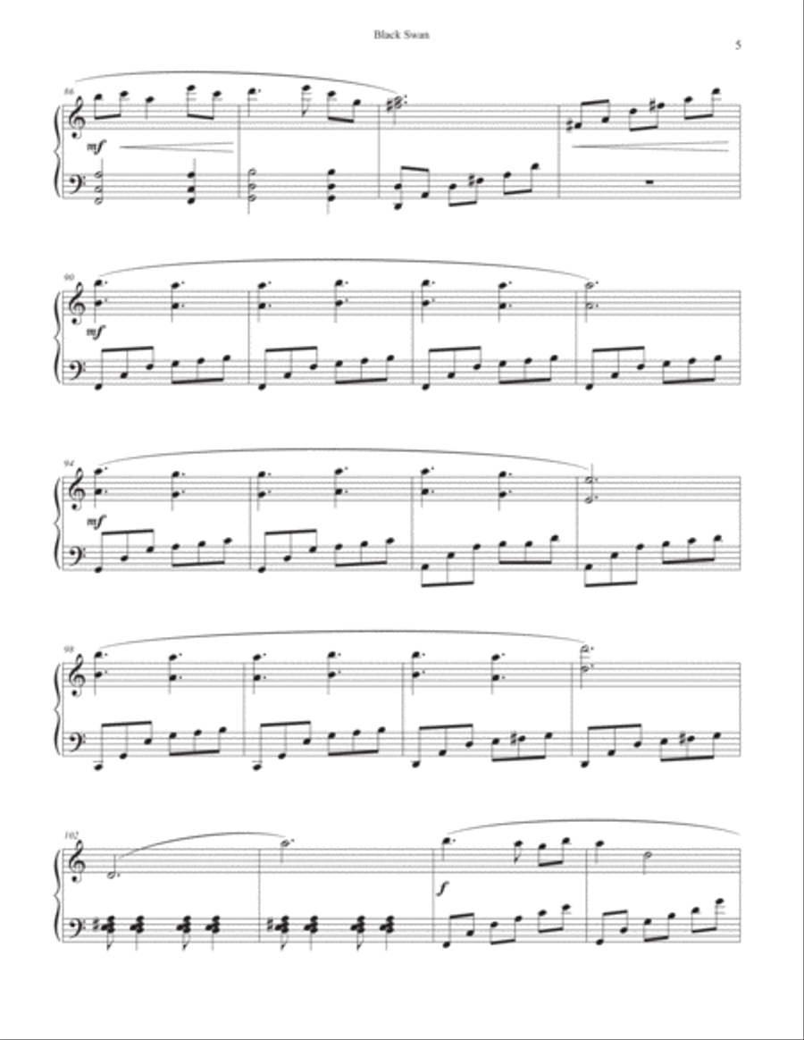 Black Swan Piano Solo scores gallery preview page 6
