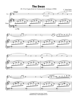 The Swan / Le cygne for flute (violin) and easy piano