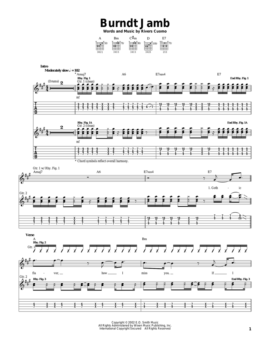 Burndt Jamb Burndt Jamb Guitar Tablature scores gallery preview page 1