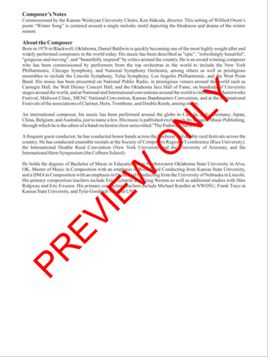 And Through the Winter 4-Part scores gallery preview page 3