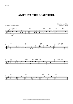 America The Beautiful - Viola Solo (+ CHORDS)