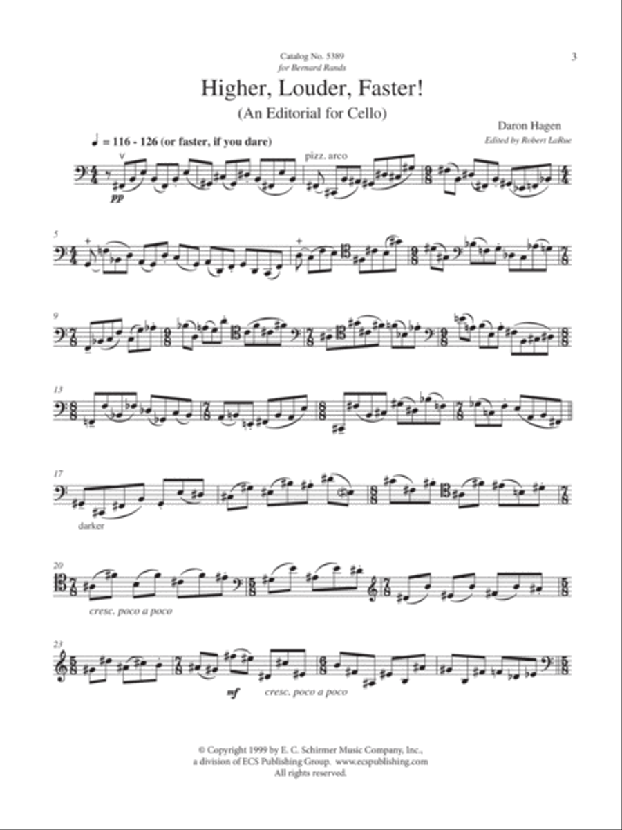 Higher, Louder, Faster! Cello Solo scores gallery preview page 1