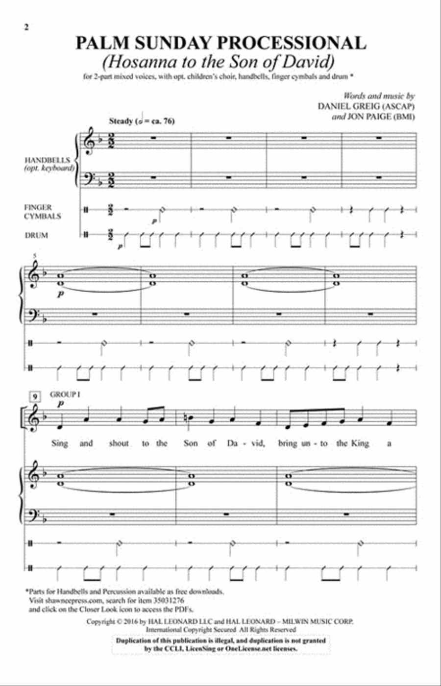 Palm Sunday Processional 2-Part scores gallery preview page 2