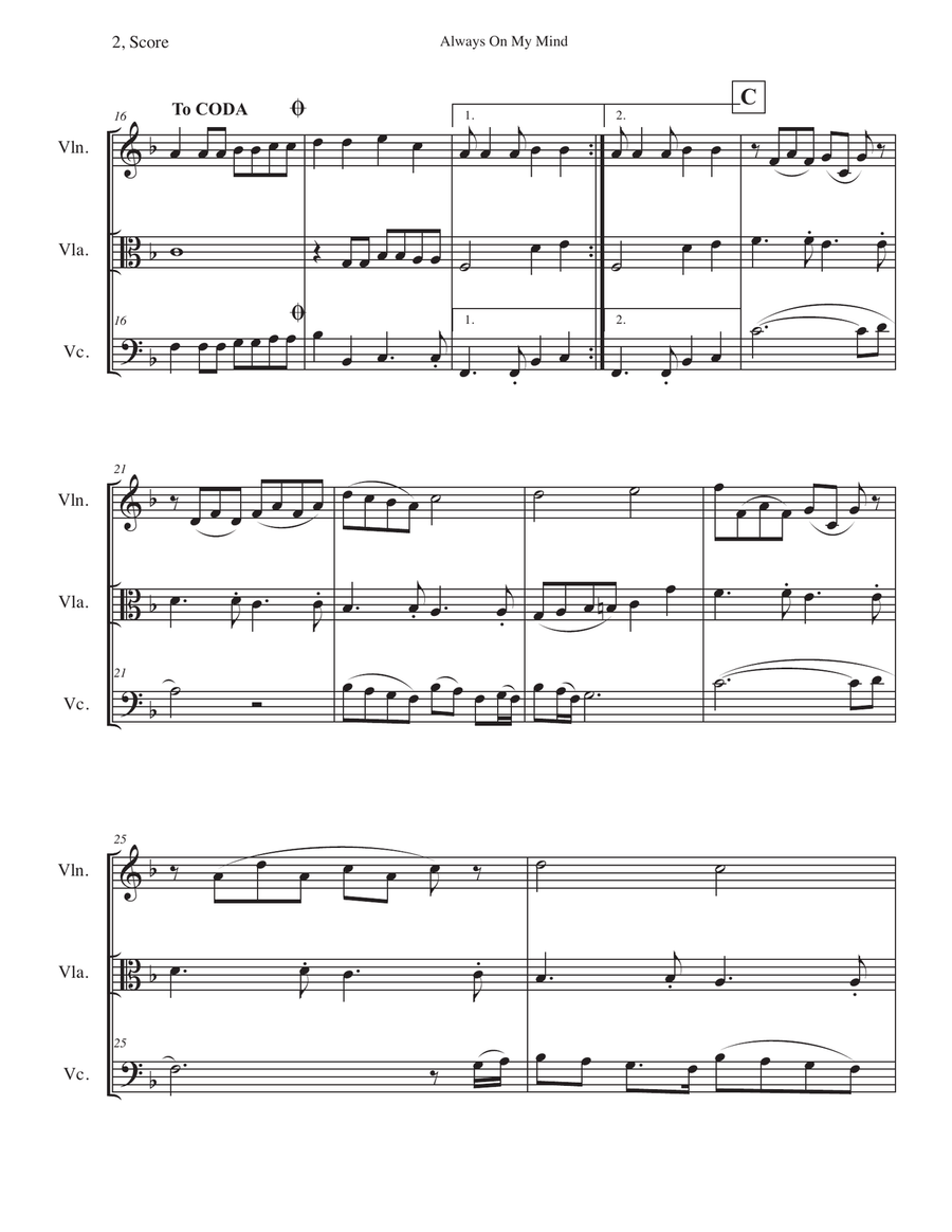 Always On My Mind String Trio scores gallery preview page 2