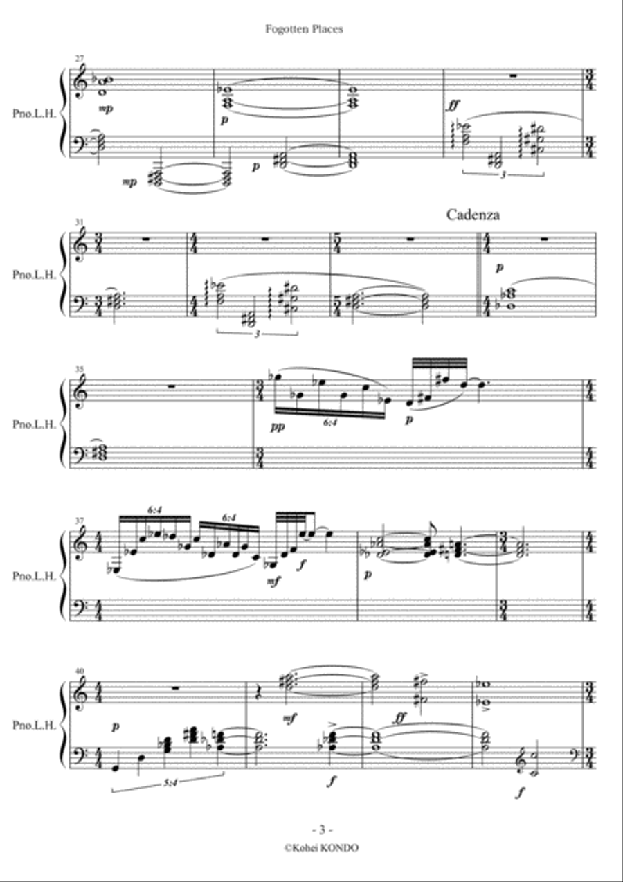 Forgotten Places for piano with left hand only　Op.185