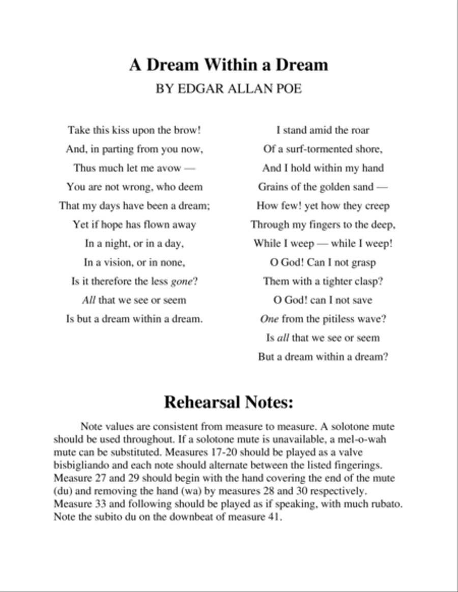 A Dream Within a Dream Trumpet Solo scores gallery preview page 2