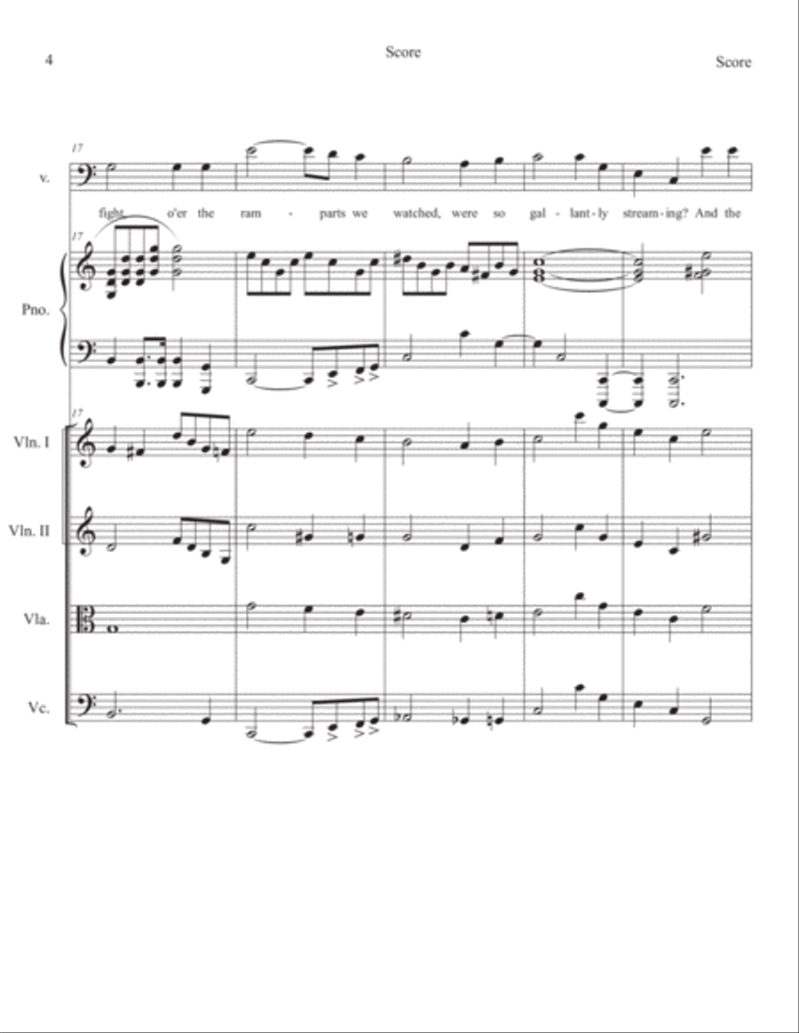 The Star Spangled Banner (String Quintet and Voice) String Orchestra scores gallery preview page 4