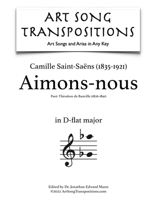 Book cover for SAINT-SAËNS: Aimons-nous (transposed to D-flat major)