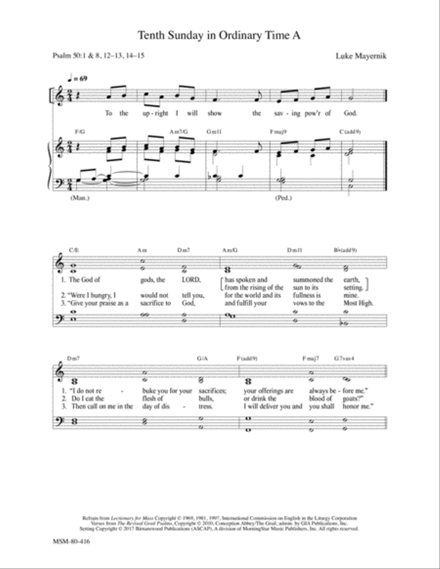 Tenth Sunday in Ordinary Time A 4-Part scores gallery preview page 1