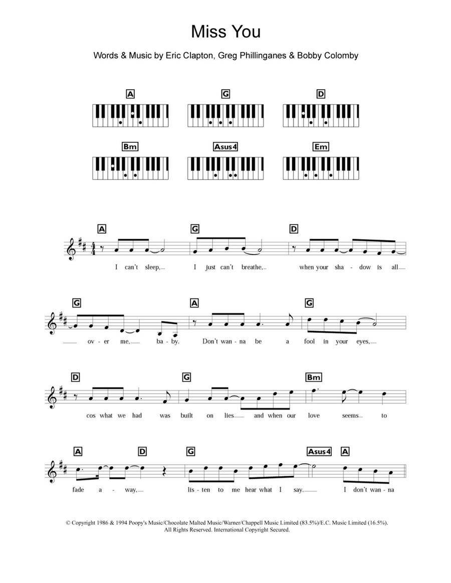 Miss You Miss You Piano Solo scores gallery preview page 1