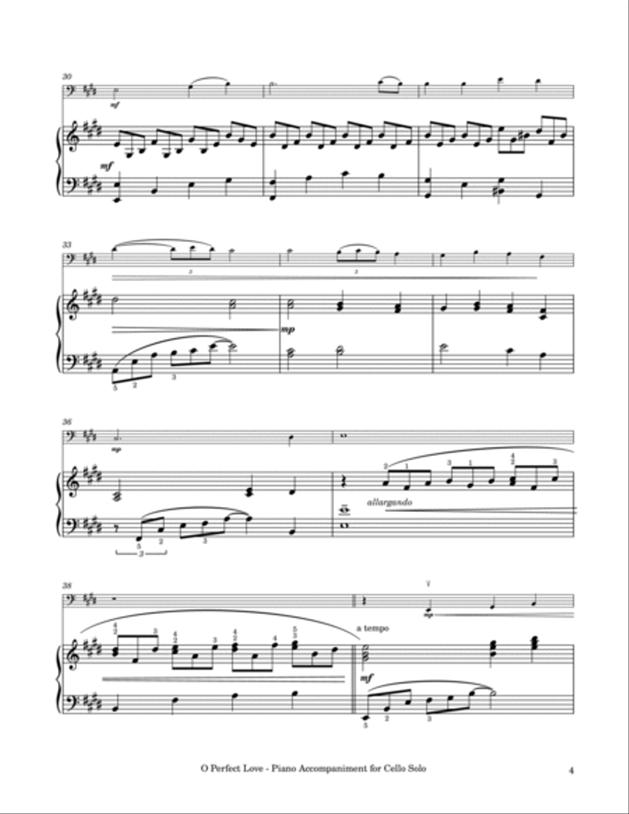 O Perfect Love (Wedding Hymn) - Cello Solo with Piano Accompaniment Piano scores gallery preview page 5
