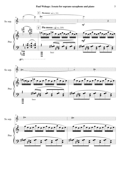 Paul Wehage: Sonata for soprano saxophone and piano