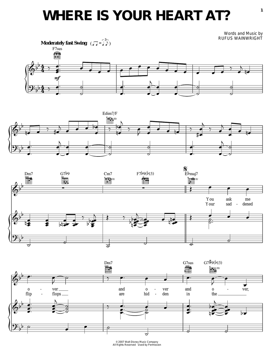 Where Is Your Heart At? Piano, Vocal, Guitar scores gallery preview page 1