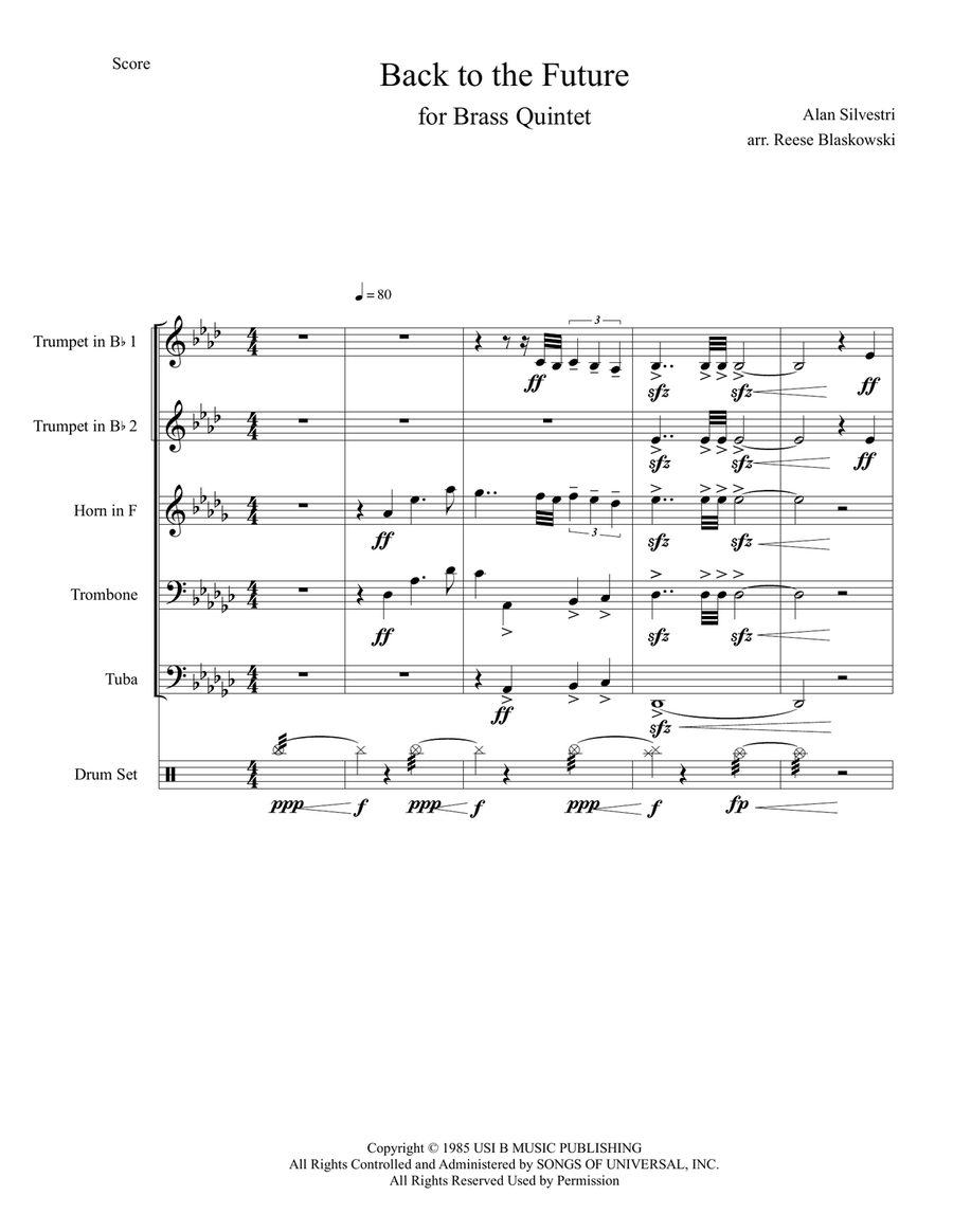 Back To The Future Brass Quintet scores gallery preview page 2