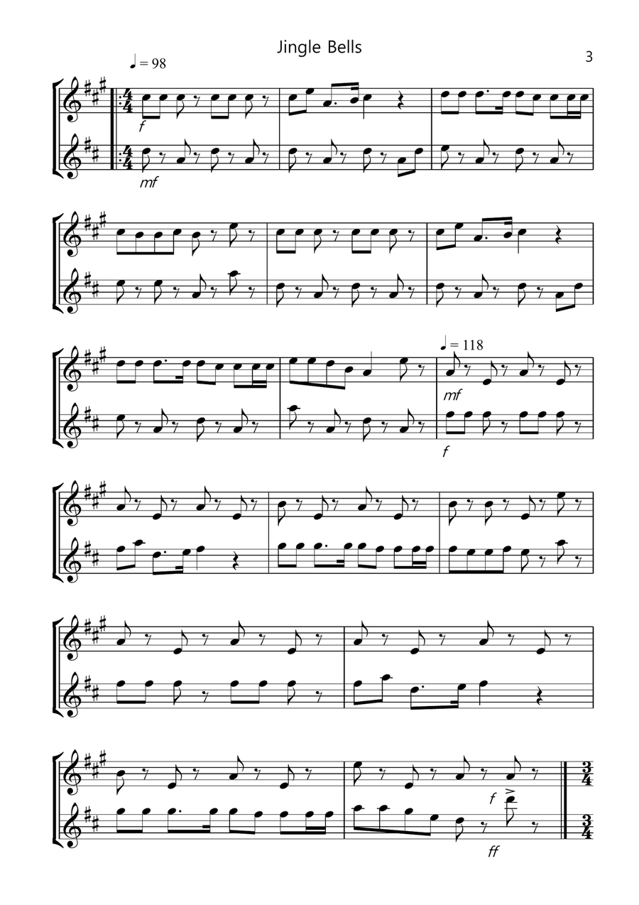 8 Easy Christmas Duets for Alto And Tenor Saxophone Woodwind Duet scores gallery preview page 3