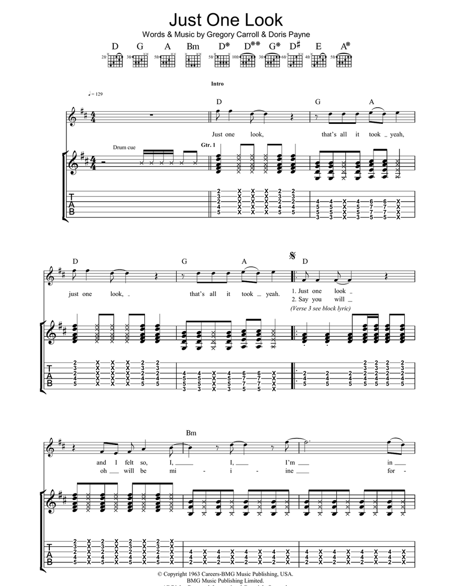 Just One Look Just One Look Acoustic Guitar scores gallery preview page 1