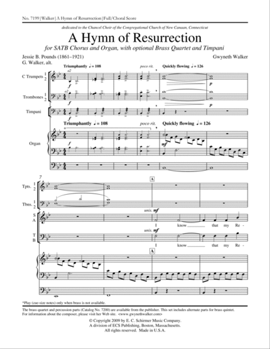 A Hymn of Resurrection (Full/Choral Score) image number null