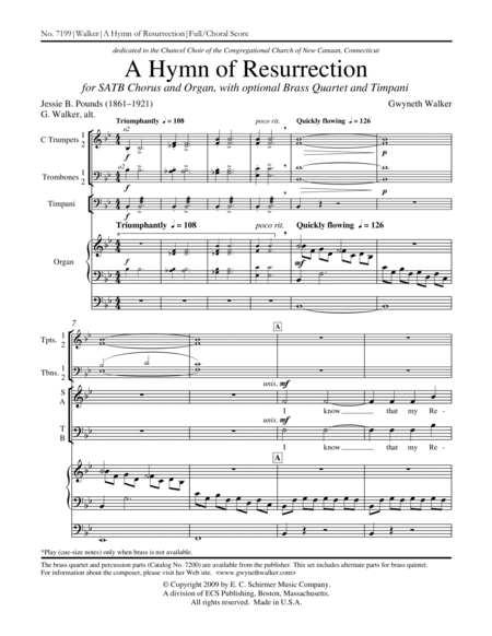 A Hymn of Resurrection (Full/Choral Score) by Gwyneth W. Walker Choir - Sheet Music