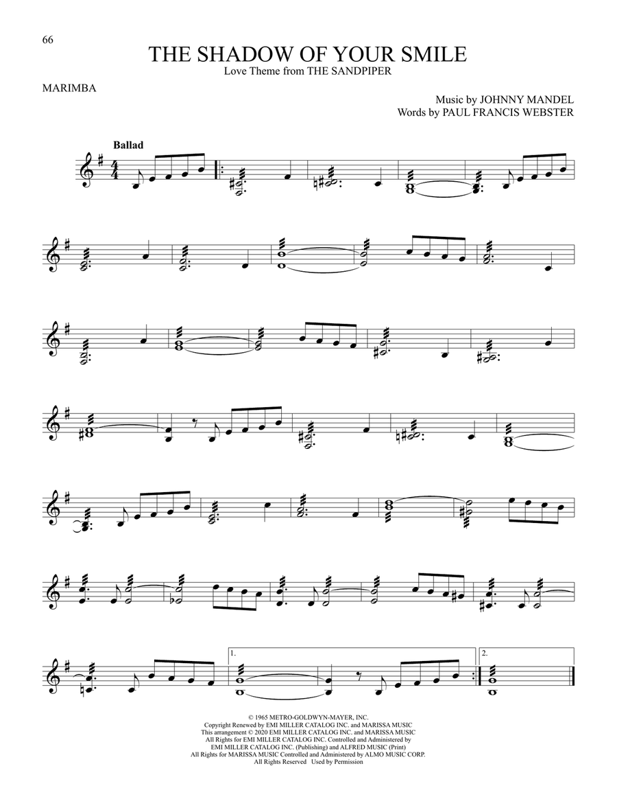 The Shadow Of Your Smile The Shadow Of Your Smile Marimba scores gallery preview page 1