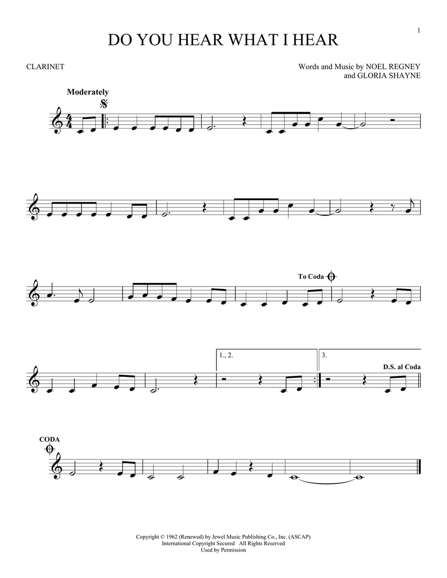 Do You Hear What I Hear Do You Hear What I Hear Clarinet Solo scores gallery preview page 1