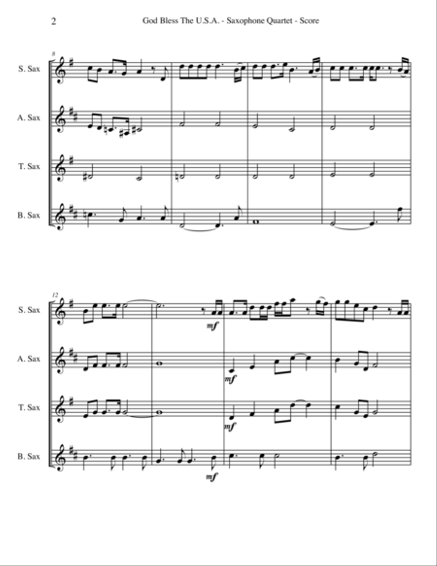 God Bless The U.S.A. God Bless The U.S.A. Woodwind Quartet scores gallery preview page 2