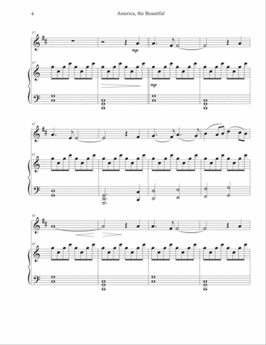 America, the Beautiful (Clarinet-Piano) Clarinet Solo scores gallery preview page 4