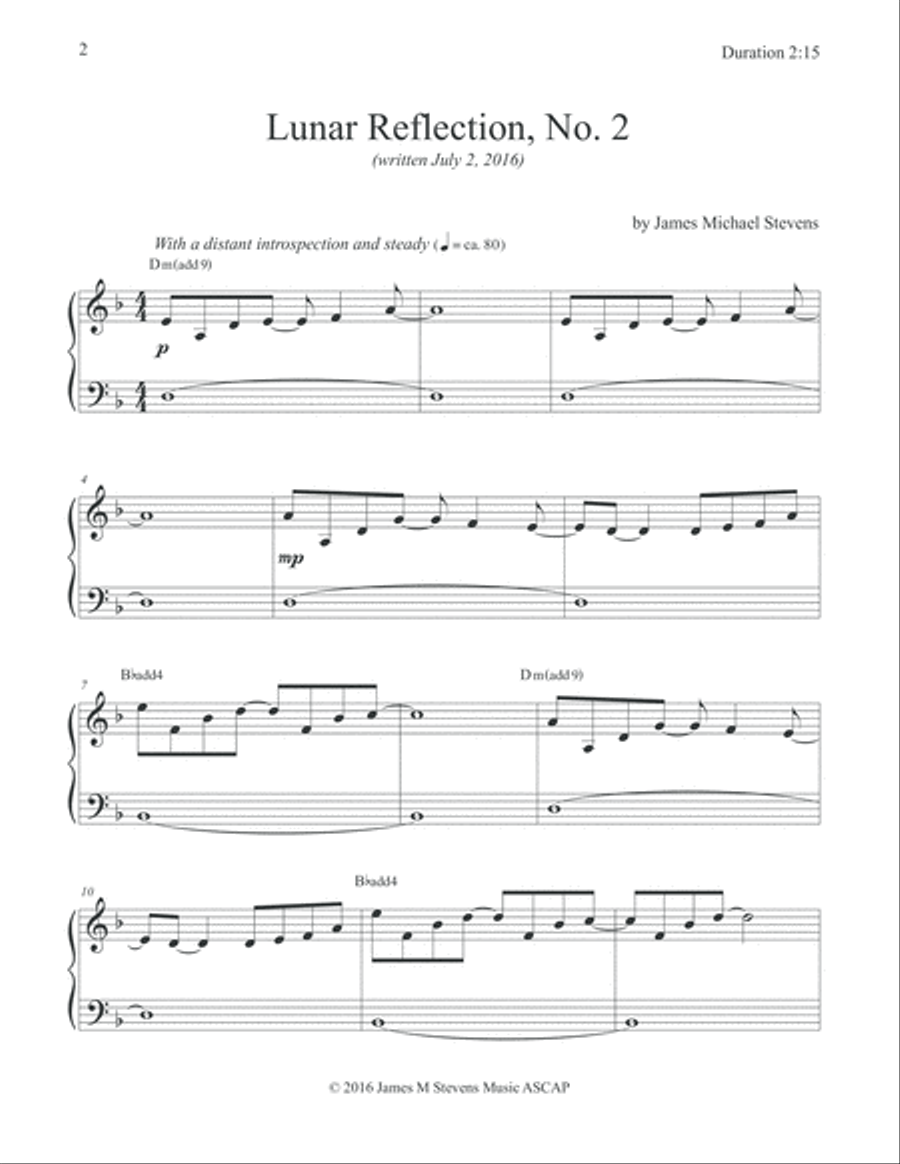 Lunar Reflection, No. 2 (Romantic Piano) Piano Solo scores gallery preview page 2