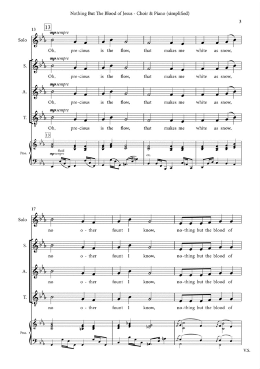 Nothing But The Blood of Jesus (simplified) – Gospel choir (SAT) & Piano SAT scores gallery preview page 5