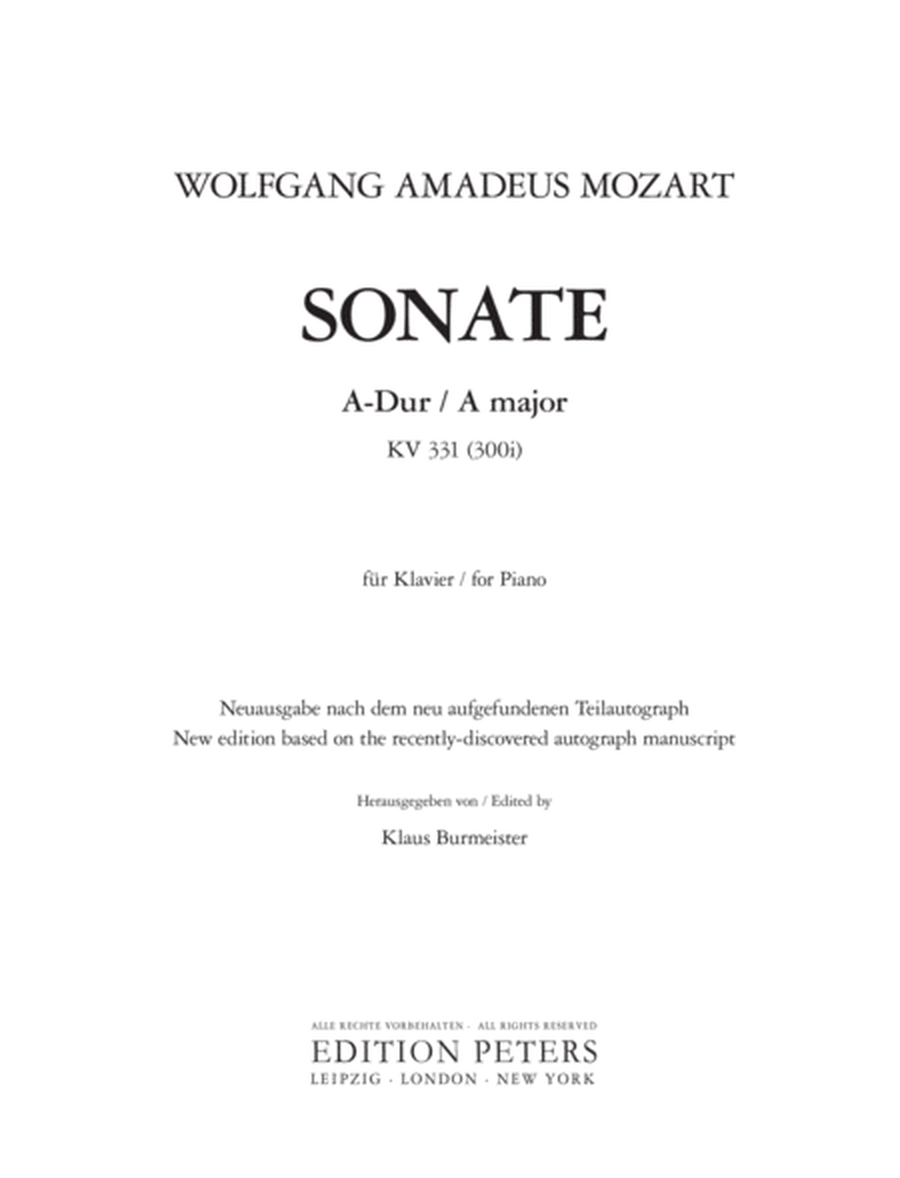 Piano Sonata in A K331 (300i)