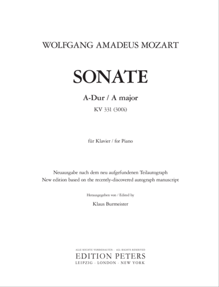 Piano Sonata in A K331 (300i) Piano Solo scores gallery preview page 2