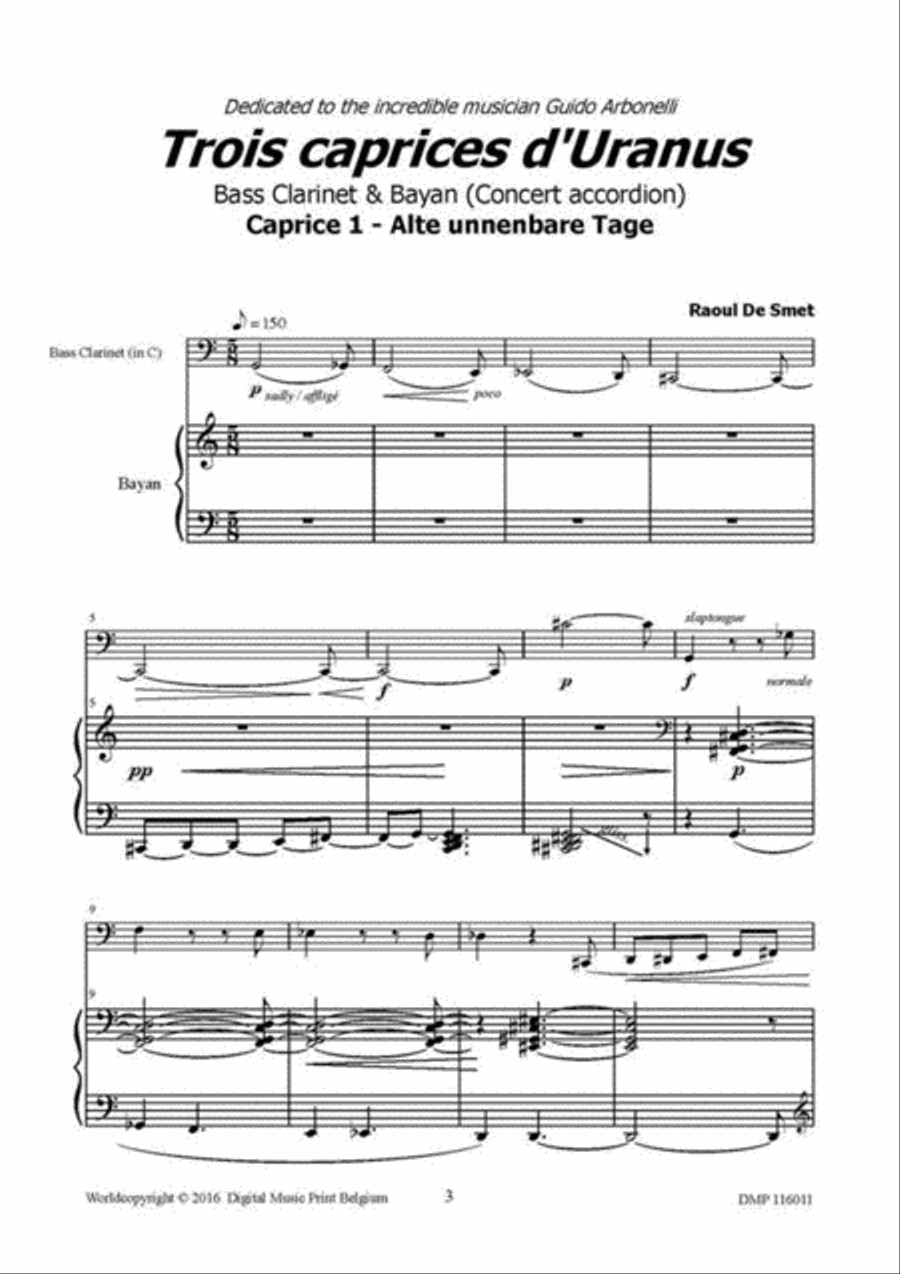 3 Caprices D'uranus Bass Clarinet scores gallery preview page 2