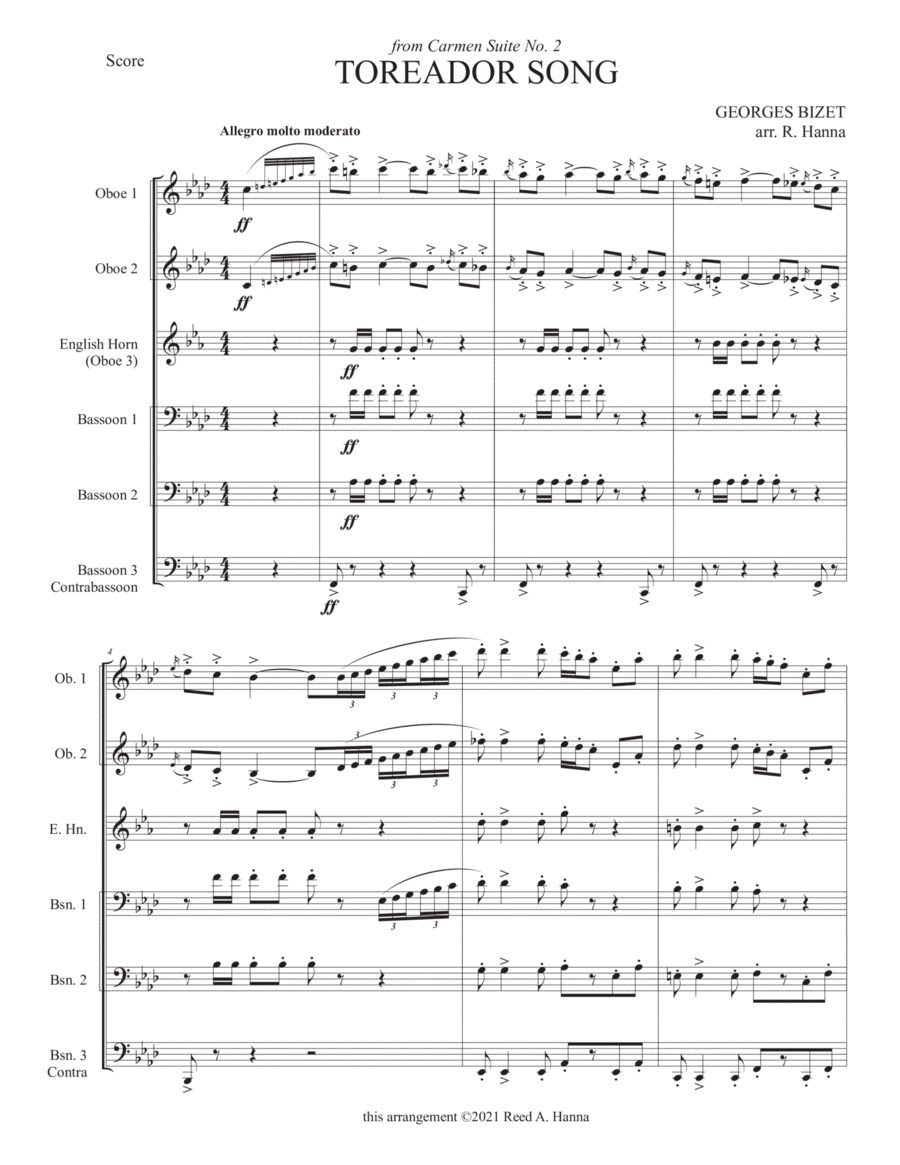 "Toreador Song" from Carmen Suite (Double Reed Ensemble)