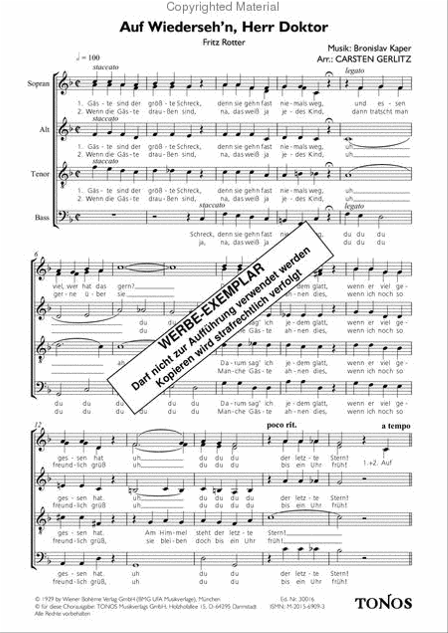 Auf Wiederseh'n, Herr Doktor 4-Part scores gallery preview page 2