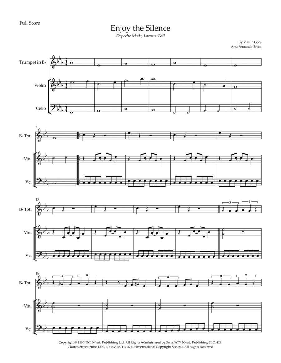 Enjoy The Silence Small Ensemble scores gallery preview page 1