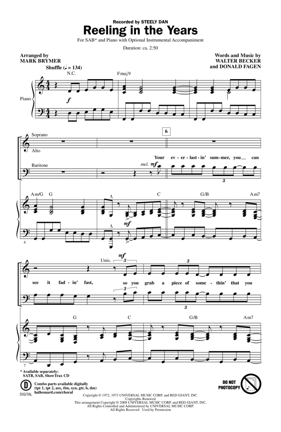 Reeling In The Years Reeling In The Years 3-Part scores gallery preview page 1