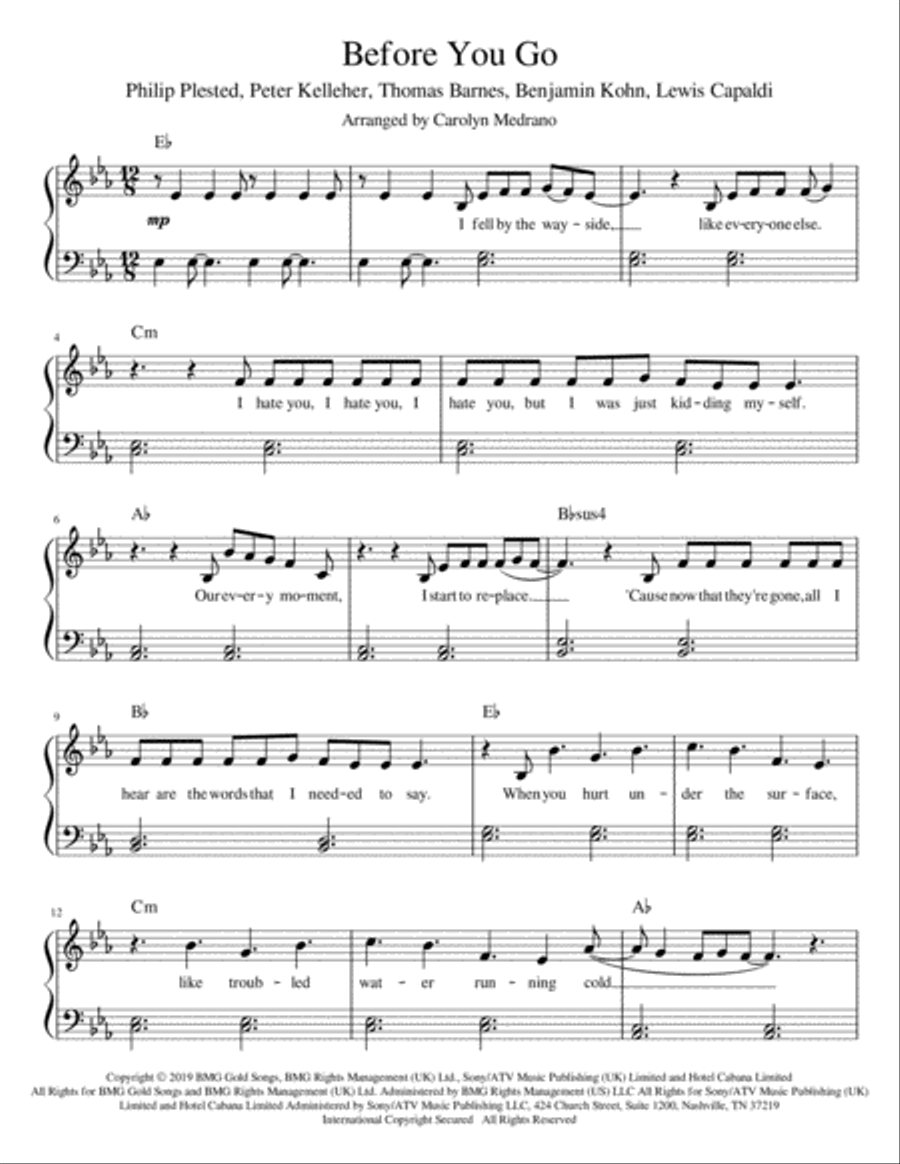 Before You Go Voice scores gallery preview page 1