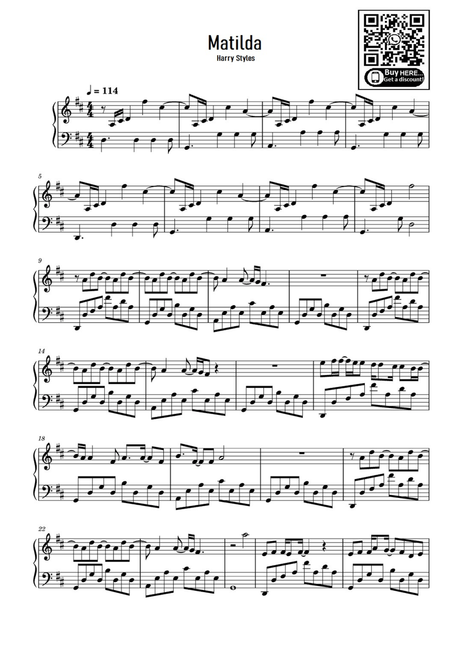 Matilda Matilda Easy Piano scores gallery preview page 1