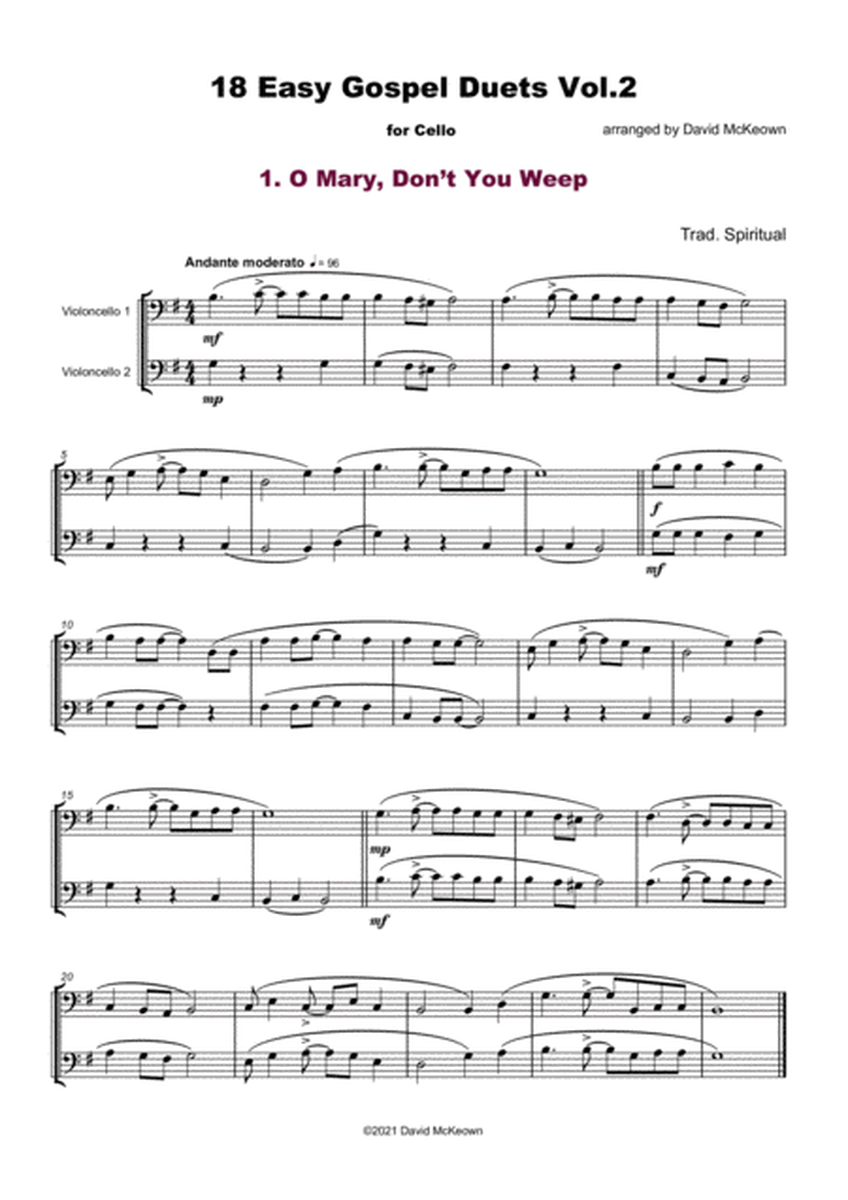 18 Easy Gospel Duets Vol.2 for Cello