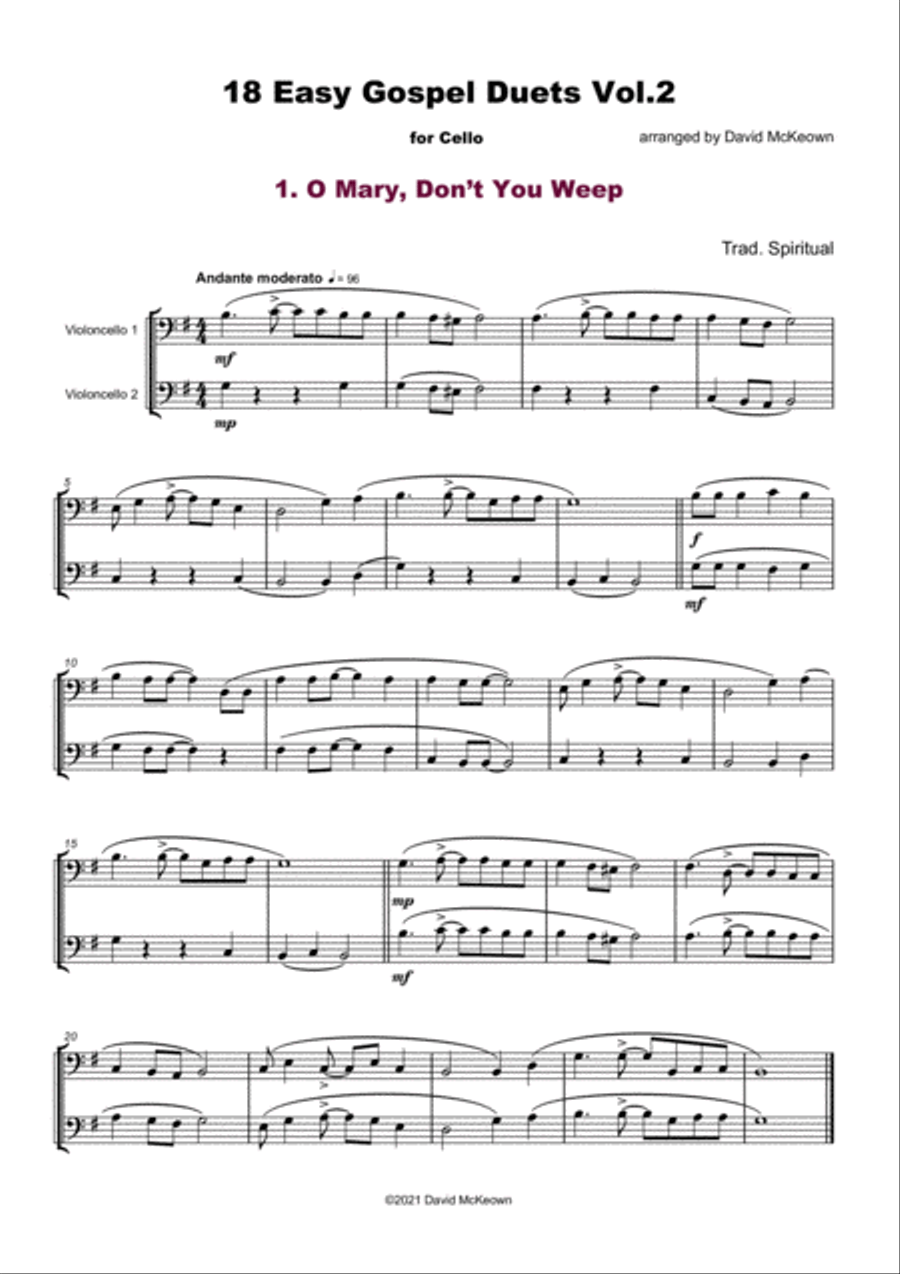 18 Easy Gospel Duets Vol.2 for Cello String Duet scores gallery preview page 3
