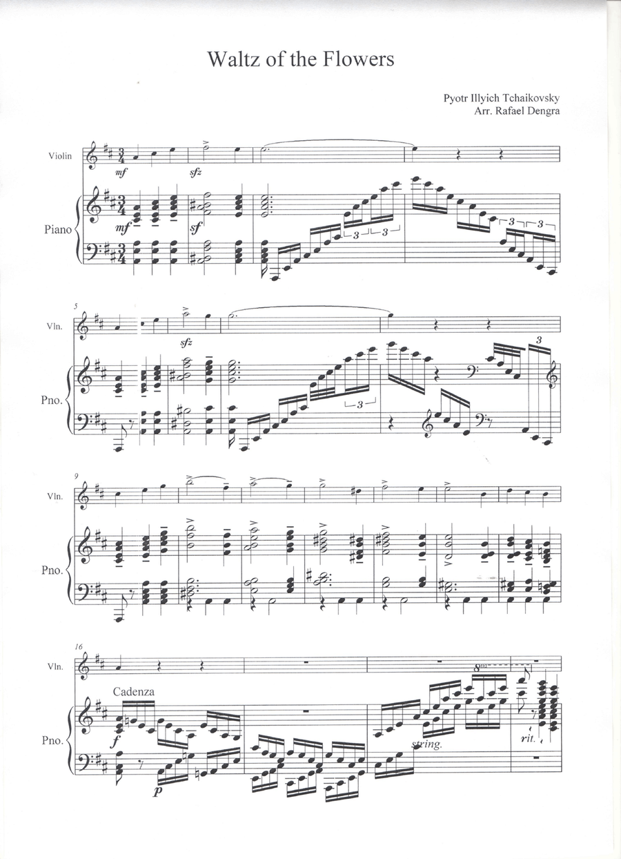 Waltz of the Flowers (Nutcracker Suite) - Violin and Piano Violin Solo scores gallery preview page 1