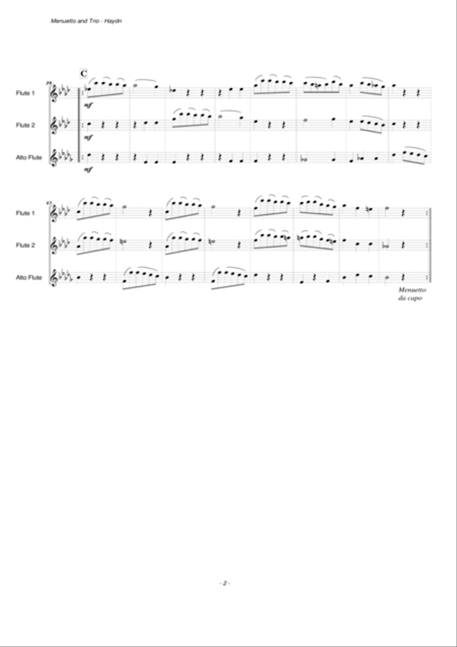 Menuetto and Trio from Op. 11 No. 2 (Flute Trio) Flute Trio scores gallery preview page 3