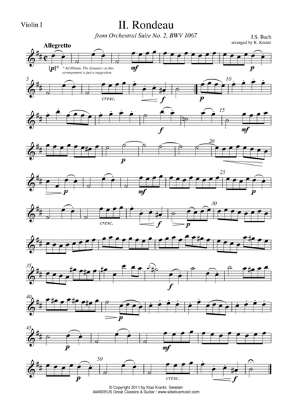Rondeau Suite 2 BWV 1067 for string quartet image number null