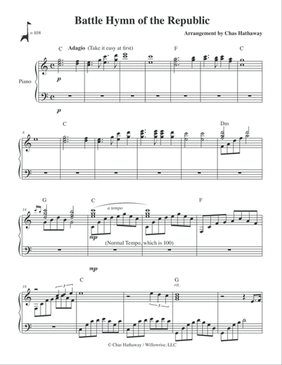 Battle Hymn of the Republic Piano Solo scores gallery preview page 2