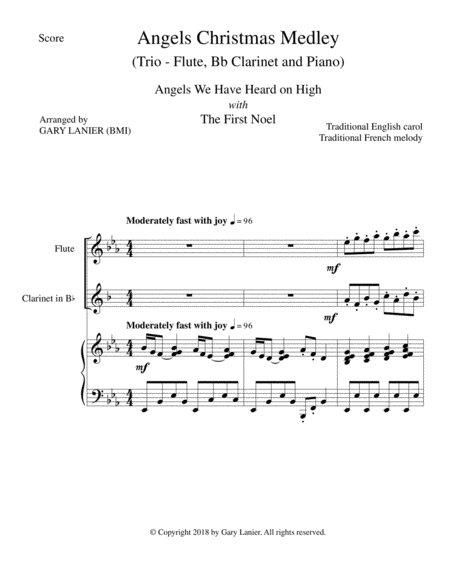 ANGELS CHRISTMAS MEDLEY (Trio for Flute, Bb Clarinet and Piano) image number null